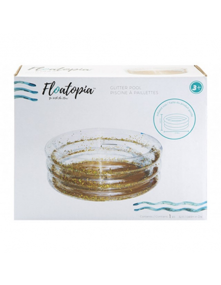 PISCINA TRANSPARENTE CON PURPURINA DORADA 90X30CM