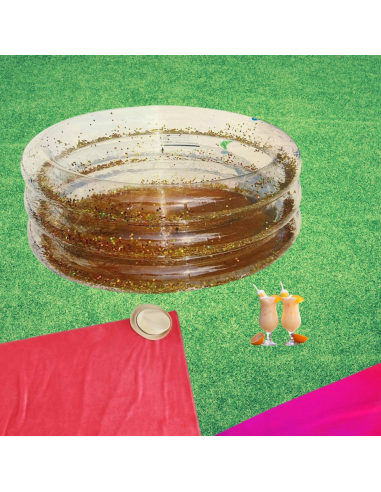 PISCINA TRANSPARENTE CON PURPURINA DORADA 90X30CM