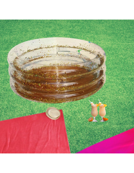 PISCINA TRANSPARENTE CON PURPURINA DORADA 90X30CM