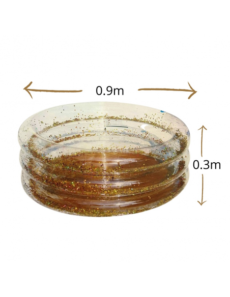 PISCINA TRANSPARENT AMB PURPURINA DAURADA 90X30CM