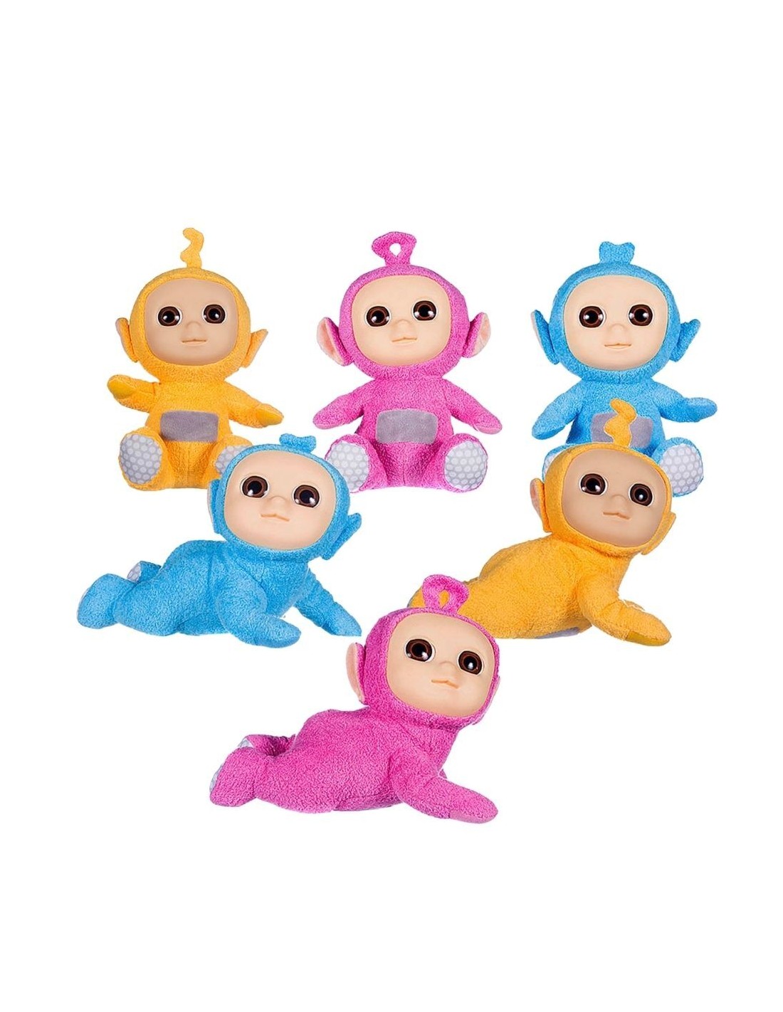 PELUCHES DE TELETUBBIES TUMBADO O SENTADO 3 COLORES 22CM