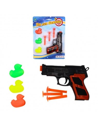 PISTOLA CON FLECHAS Y PATITOS 15CM