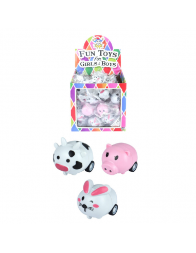 PULL BACK ANIMALS GRANJA 4CM COTXE 3 MODELS