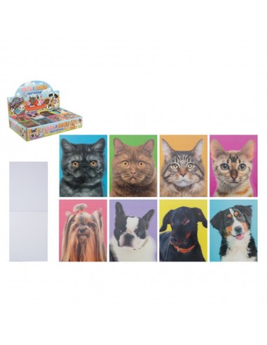 LIBRETA LENTICULAR 6.4 X 8.25CM 8 MODELOS GATOS Y PERROS