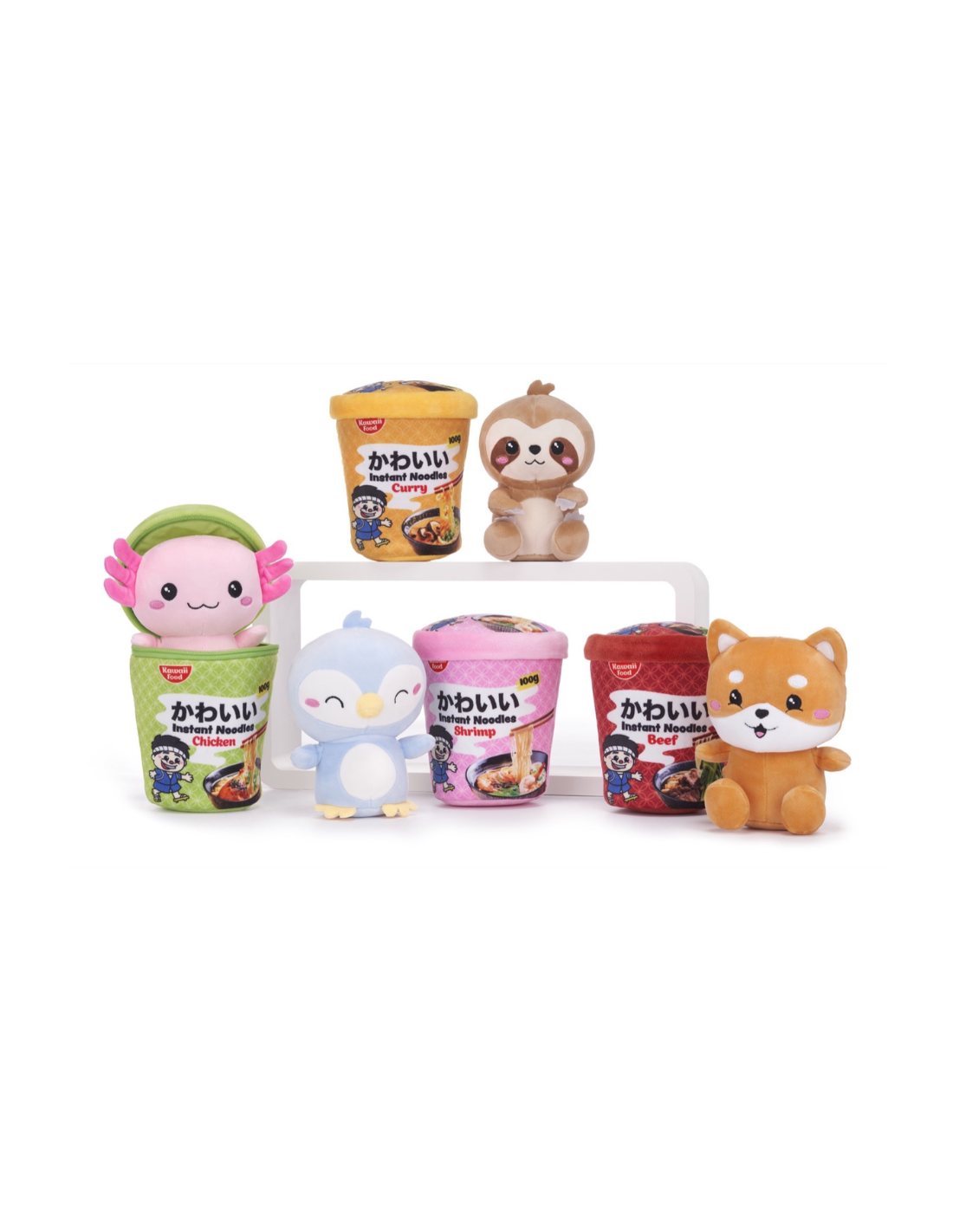 Peluches Kawaii Kuties Noodle Pot - Lot De 6, 17cm, Assorties