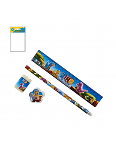 SET ESCOLAR DINO 4 PIEZAS 19CM