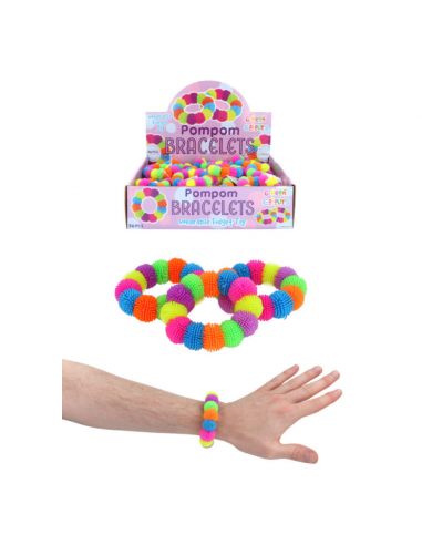 PULSERA POM POM 16CM STRETCH COLORES LEON