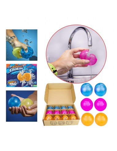 BOLA NERF D'AIGUA REUTILITZABLE EN CAIXA 6CM 3 COLORS