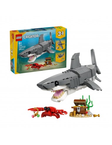 31381 LEGO CREATOR FEROZ TIBURON CON COFRE DEL TESORO 3EN1