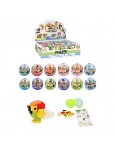 KIT BLOQUES ANIMALES EN CAPSULA 12 MODELOS