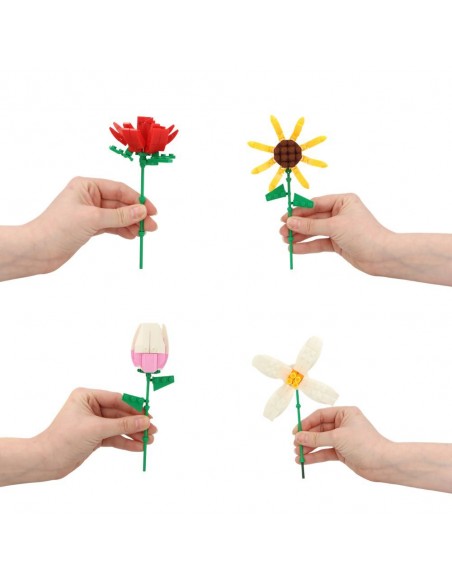 BLOQUE CONSTRUYE TU FLOR 12 MODELOS 14CM