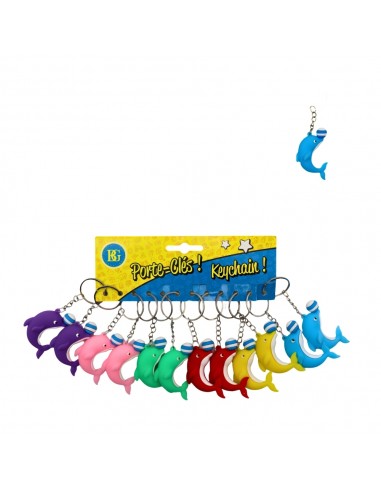 LLAVERO DELFIN CON PELOTA 6CM 6 COLORES