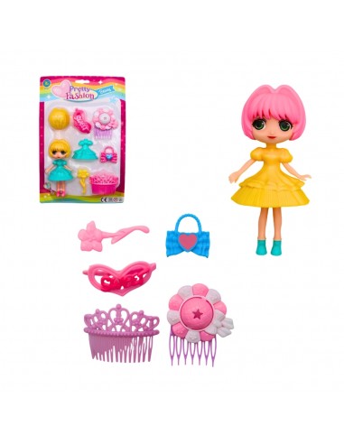 MUÑECA EN BLISTER 13CM 2 MODELOS (7 ACCESORIOS)